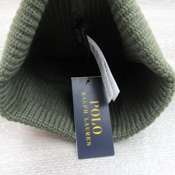 Polo Ralph Lauren Patch RL Tiger USA Green Skull Beanie Cap One Size NEW - Picture 8 of 11
